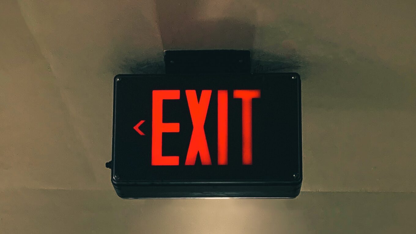 Ceiling lit 'exit' sign